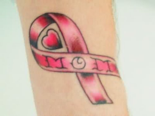 Pink Ribbon And Mom Tattoo