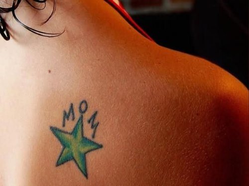 Green Star And Mom Tattoo