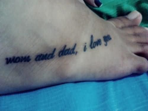 I Love You Mom Tattoo On Right Foot