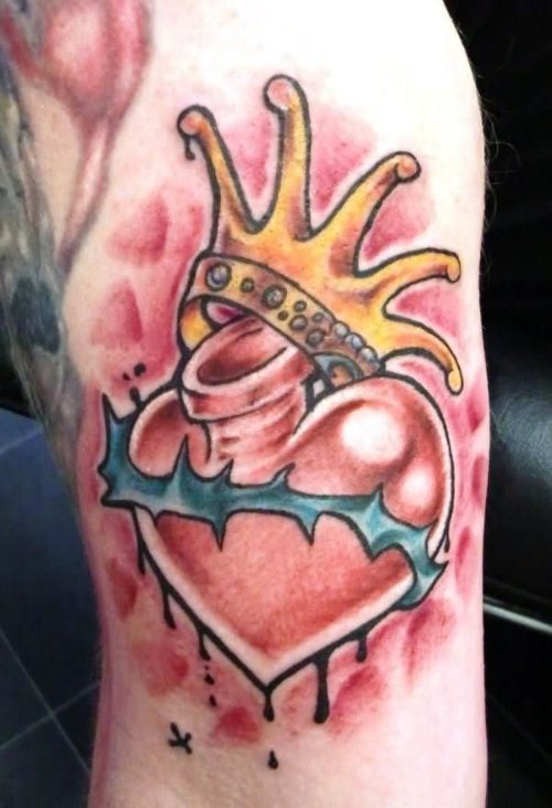 Crown Heart Tattoo Side