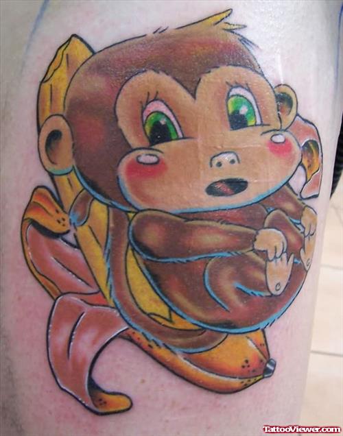 Cute Monkey Cartoon Tattoo