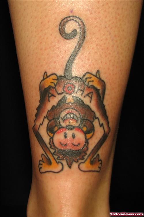 Traditional Monkey Tattoo On Ankle