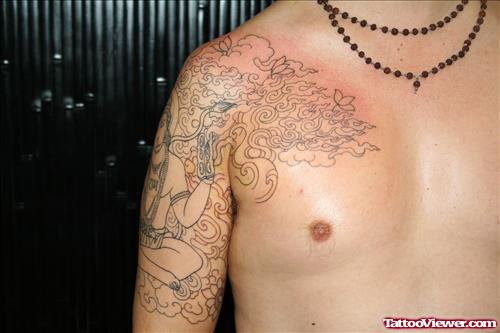 Monkey Tattoo On Chest And Arm
