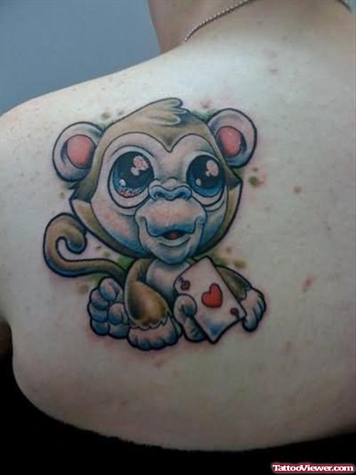 Monkey Cartoon Tattoo On Back