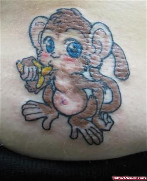Lovely Baby Monkey Tattoo