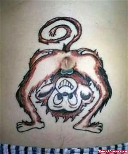 Monkey Tattoo On Stomach