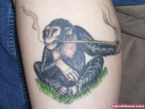 Monkey Smoking Pipe Tattoo