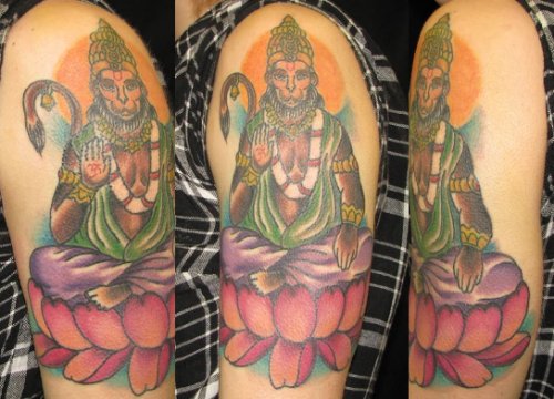 Religious Monkey Tattoo For Bicep