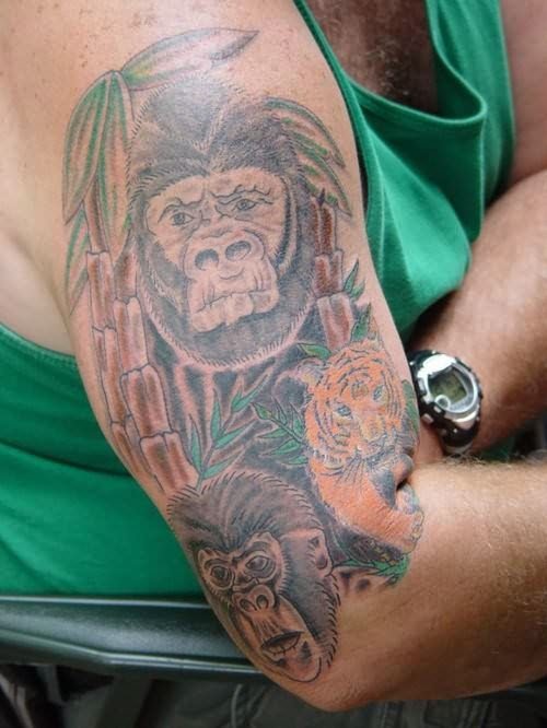 Gorilla Monkey Tattoo On Muscle