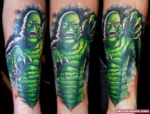 Green ink Monster Tattoo