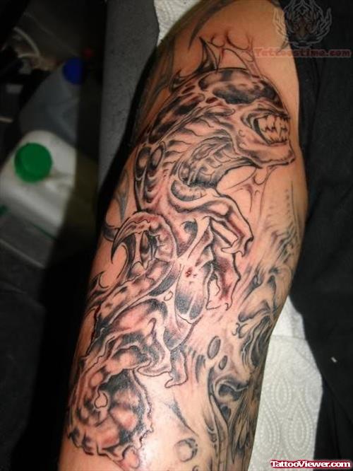 Monster Tattoo For Bicep