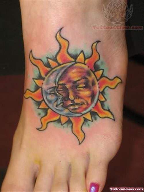 Moon Tattoo For Foot