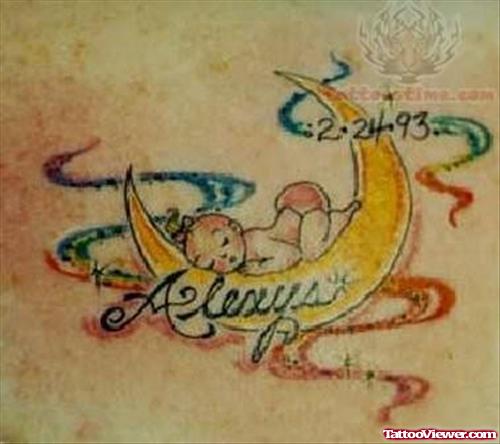 Moon Yellow Ink Tattoo