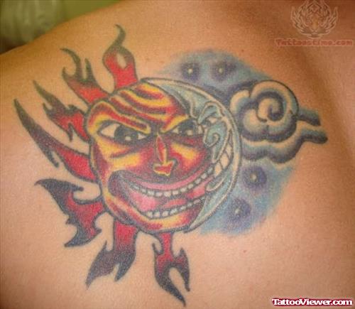 Back Shoulder Moon Tattoo