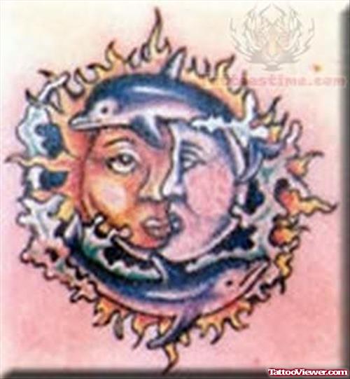 Moon On Fire  Tattoo