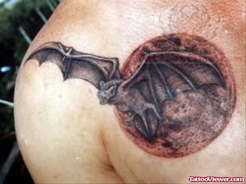 Bat And Moon Tattoo
