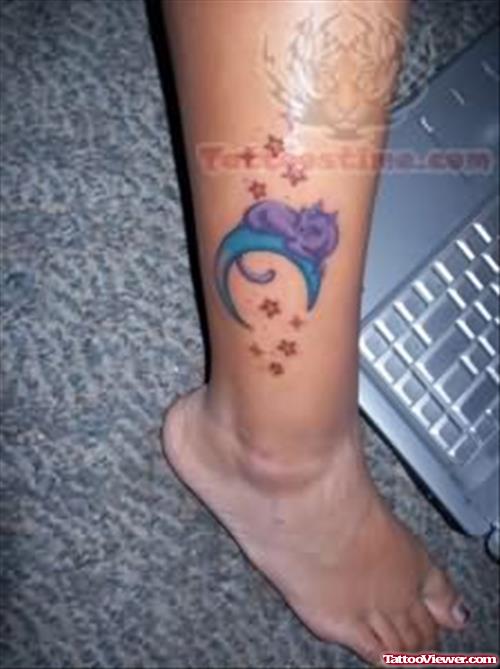 Moon Tattoo On Leg