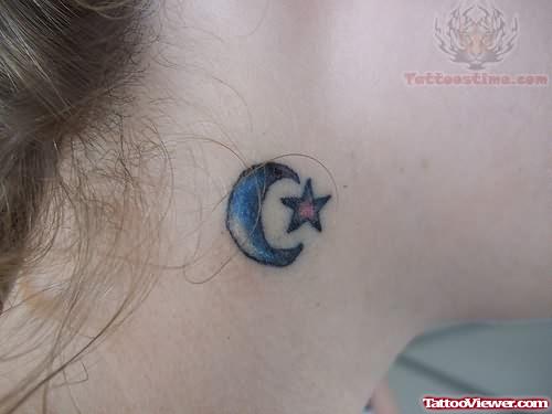 Moon Tattoo On Neck