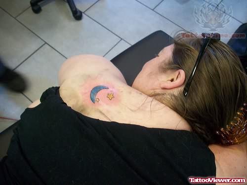 Moon Tattoo On Back Shoulder