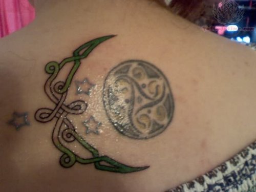 Celtic Moon Tattoo On Back