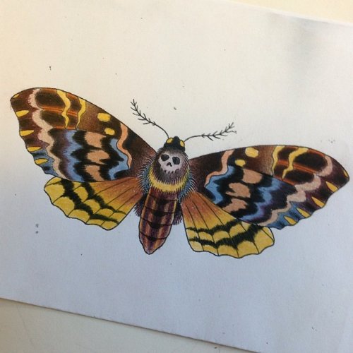 Cool Yellow Ink Moth Tattoo Design