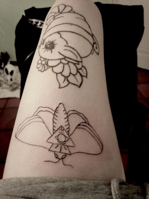 Outline Moth Tattoo Art Design