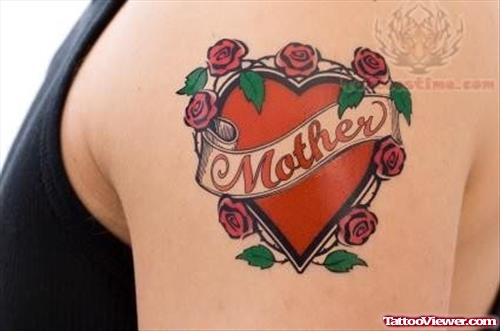 Mother Heart Tattoo On Shoulder