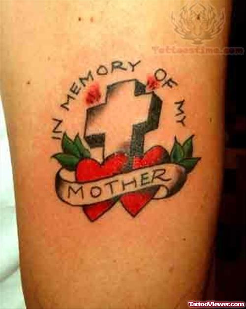 Cross And Mother Tattoo