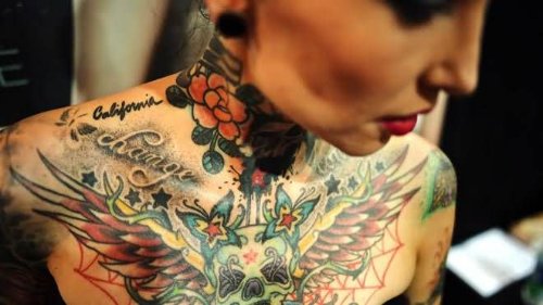 Winged Skull Mother Tattoos On Chest
