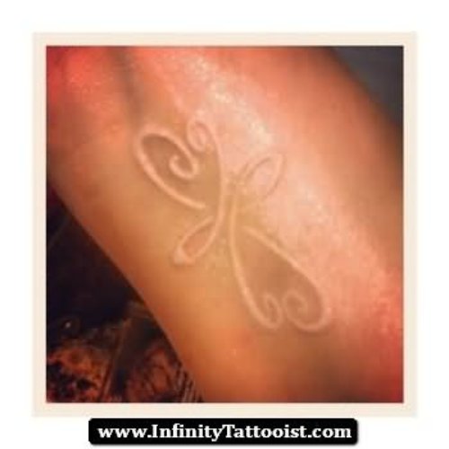 White Ink Infinity Daughter And Mother Tattoo