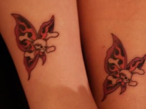 Daughter And Mother Butterflies Tattoos On Sleeve