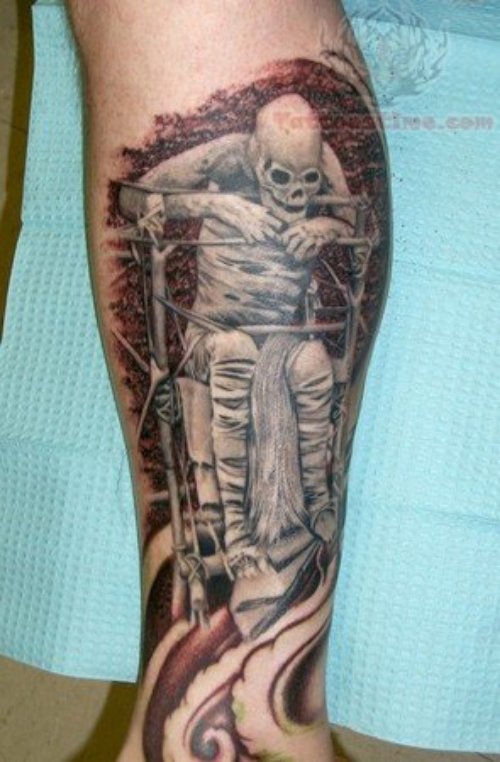 Mummy Tattoo On Leg