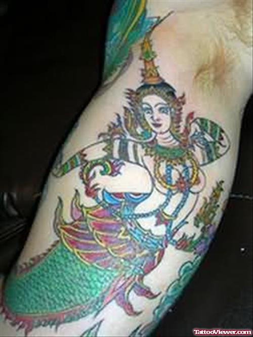 Fantasy Waterangel Tattoo On Muscle