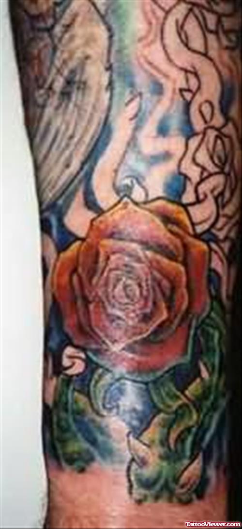 Rose Flower Tattoo On Muscles