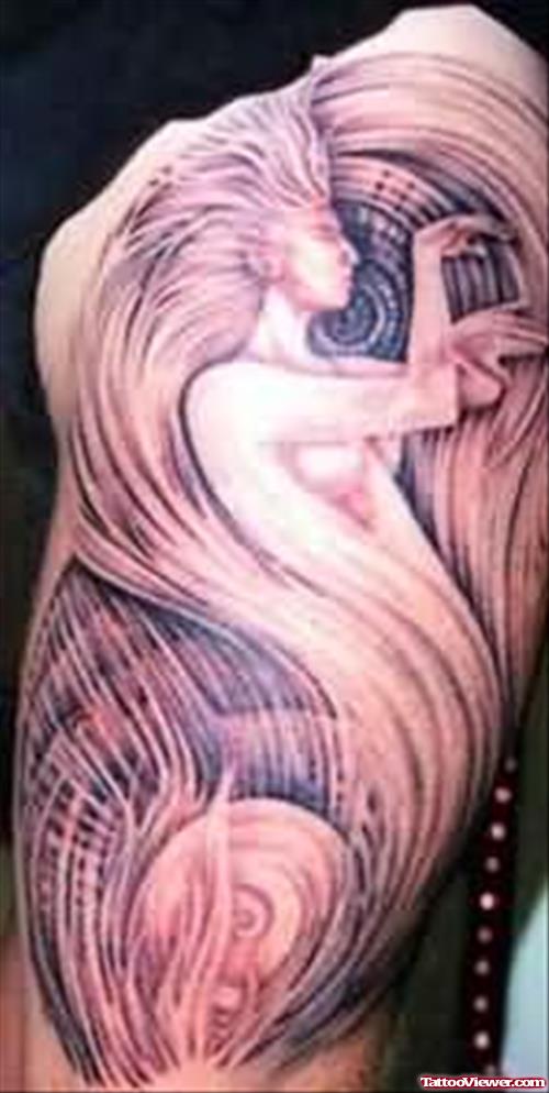 Fantasy Girl Tattoo On Muscle