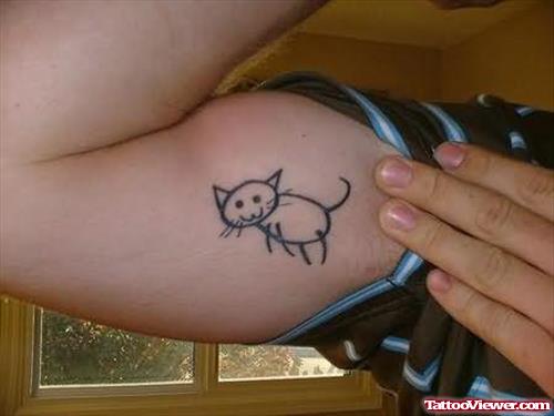Cat Tattoo On Muscle For Boys