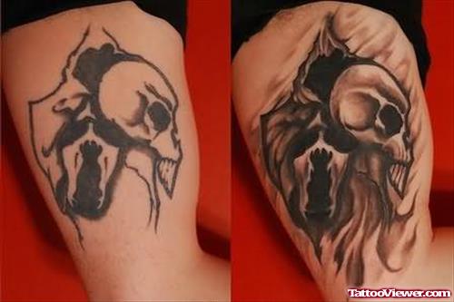 Skull Extreme Tattoo On Muscle