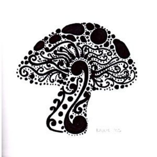 Swirly Mushroom Tattoo Design by by laureski kolaure