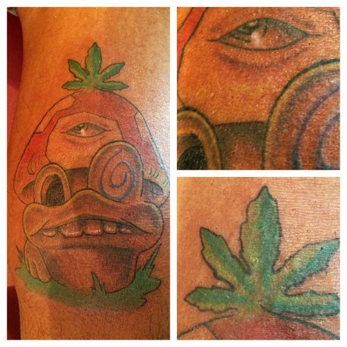 Aztec Mushroom And Clover Leaf Tattoo