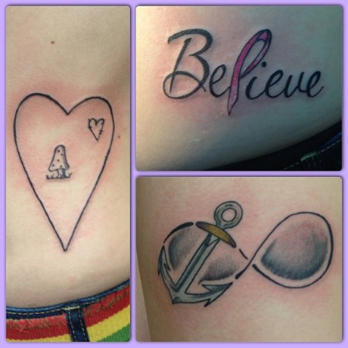Believe And Mushroom In Heart Tattoo On Side
