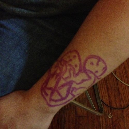 Outline color Ink Mushroom Tattoo On Arm