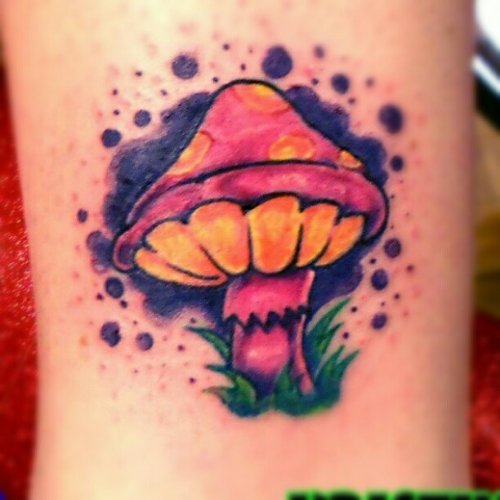Pink Broken Mushroom Tattoo
