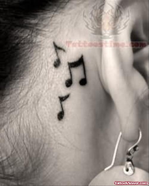 Music Notes Tattoo On Back Ear