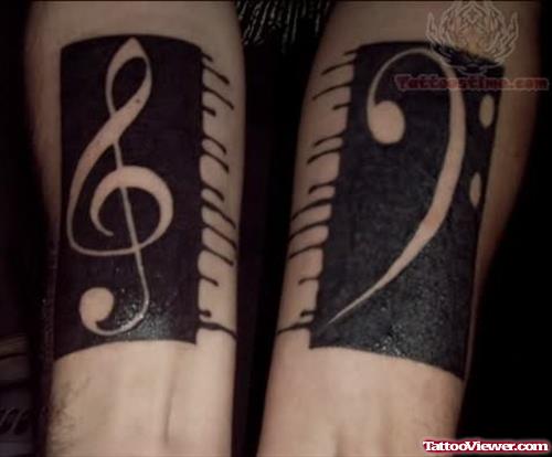 Ravishing Musical Tattoo On Arms