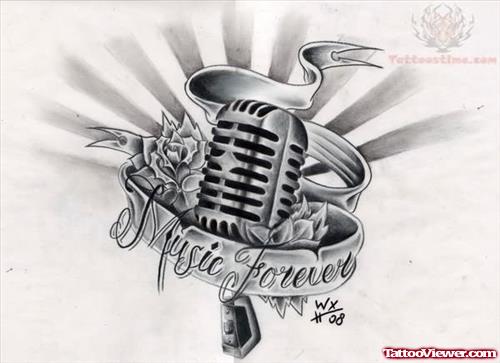 Music Forever Tattoo Design