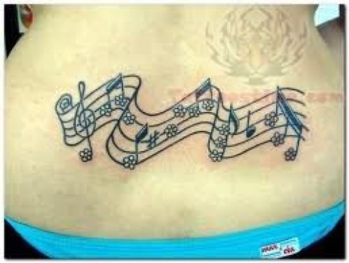 Music Tattoo On Lower Back