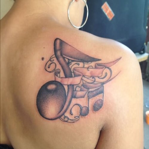 Right Back Shoulder Music Tattoo