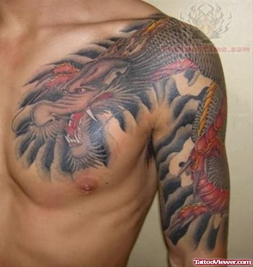 Snake And Skull Tattoo On Sleeve