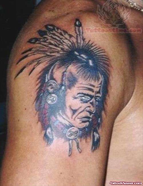 Wild Man Face Native American Tattoo