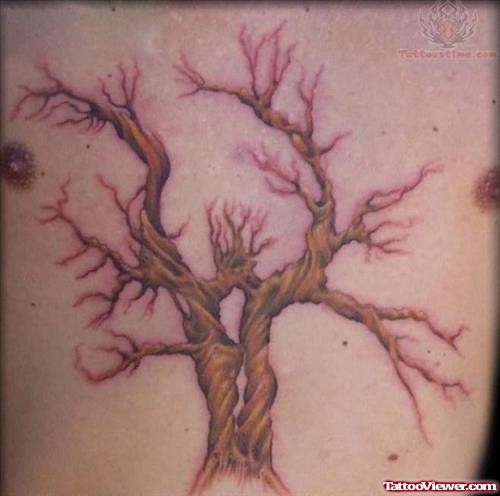 Native American Tree Tattoo On Chest